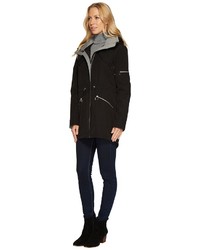 Vince Camuto Parka With Drawstring Waist And Heathered Ponti Detail N8011 Coat