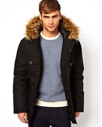 Selected Parka With Faux Fur Hood