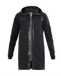 Rick Owens Hooded Cotton And Leather Parka