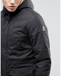 Element Roghan Waxed Long Parka Black With Quilted Lining