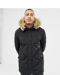 Brave Soul Tall Parka Jacket With Faux Hood