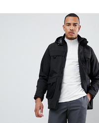 ASOS DESIGN Tall Shower Resistant Parka With Mesh Pockets In Black