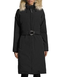 Canada Goose Whistler Fur Trim Hooded Parka Coat Black