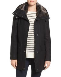 Kenneth Cole New York Wool Blend Parka With Faux Fur Lined Collar