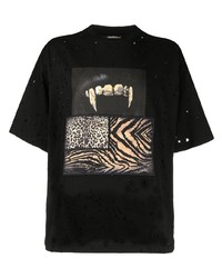 Roberto Cavalli Teeth And Animalier Patchwork Print T Shirt