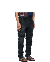 Sacai Black Denim Patchwork Jeans