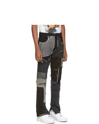 Who Decides War by MRDR BRVDO Black Denim Upcycled Patchwork Jeans