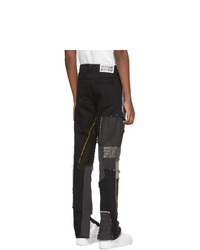 Who Decides War by MRDR BRVDO Black Denim Upcycled Patchwork Jeans
