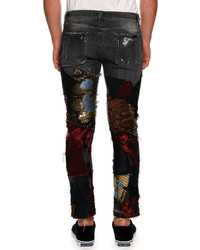 Dolce & Gabbana Brocade Patchwork Straight Leg Jeans