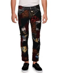 Dolce & Gabbana Brocade Patchwork Straight Leg Jeans