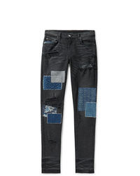 Amiri Skinny Fit Panelled Distressed Stretch Denim Jeans