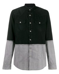 Black Patchwork Long Sleeve Shirt
