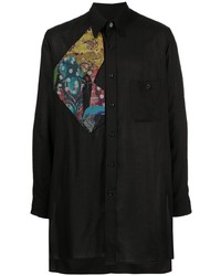 Yohji Yamamoto Patchwork Detail Long Sleeve Shirt