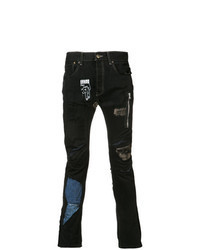 Black Patchwork Skinny Jeans