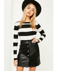 Missguided Black Faux Leather Suede Patchwork Skirt