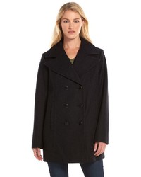 Am Studio By Andrew Marc Double Breasted Wool Blend Peacoat