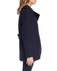 French Connection Back Belt Wool Blend Peacoat