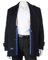 Billy London Slim Fit Double Breasted 33 In Wool Blend Short Peacoat