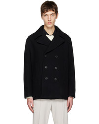 Men's Black Pea Coat, Charcoal Zip Sweater, Charcoal Long Sleeve Shirt ...