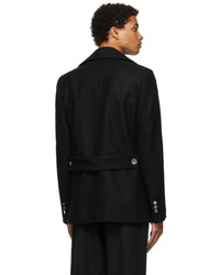 Balmain Black Virgin Wool Coat