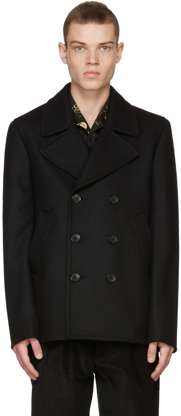 Ps By Paul Smith Black Wool Car Coat, $595 | SSENSE | Lookastic