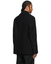 Givenchy Black Wool Double Breasted Peacoat