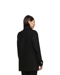 Balmain Black Wool Short 6 Button Coat