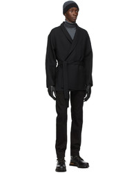 Ermenegildo Zegna Couture Black Wool Twill Coat