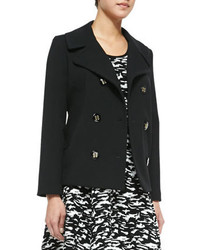 Milly Bonded Crepe Pea Coat