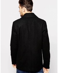 Asos Brand Wool Peacoat In Black