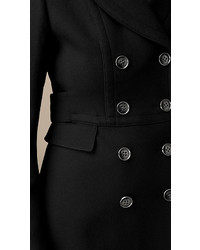 Burberry Brit Fitted Wool Blend Twill Pea Coat