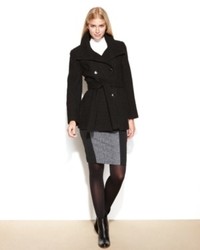 Calvin Klein Petite Coat Double Breasted Belted Boucl Pea Coat