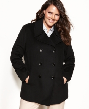 Calvin Klein Plus Size Wool Cashmere Blend Pea Coat, $99 | Macy's ...