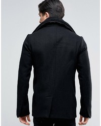Schott Cyclone Wool Peacoat Detachable Fleece Collar