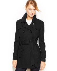 Calvin Klein Double Breasted Belted Pea Coat