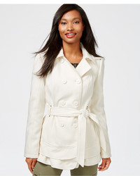 Celebrity Pink Double Breasted Layered Hem Peacoat