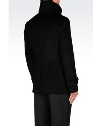Emporio Armani Double Breasted Pea Coat In Wool And Cashmere