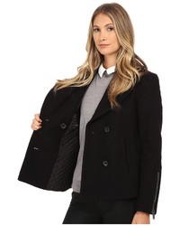 Nicole Miller Double Breasted Peacoat With Shouler Detailing