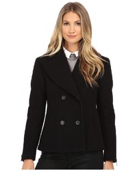 Nicole Miller Double Breasted Peacoat With Shouler Detailing