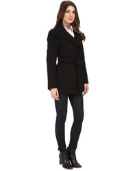 Calvin Klein Double Breasted Stand Collar Belted Peacoat