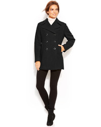 Kenneth Cole Reaction Double Breasted Wool Blend Pea Coat