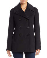 Calvin Klein Double Breasted Wool Blend Peacoat