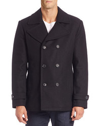 7 For All Mankind Double Breasted Wool Blend Peacoat