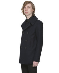 Saint Laurent Double Breasted Wool Cloth Peacoat
