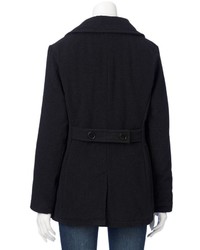 Excelled Double Breasted Faux Wool Peacoat