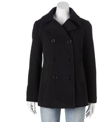 Excelled Double Breasted Faux Wool Peacoat