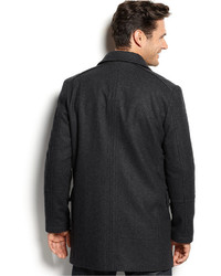 Alfani Jacket Faux Leather Trim Wool Blend Peacoat