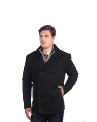 L&B TRADING Ramonti Black Wool Blend Double Breasted Pea Coat