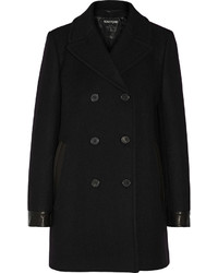 Tom Ford Leather Trimmed Stretch Wool Peacoat