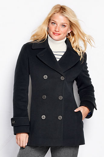 Lands' End Luxe Wool Insulated Pea Coat, $219 | Lands' End | Lookastic